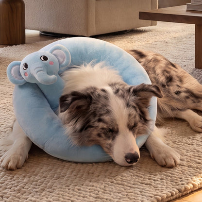 Cute Elephant Plush Pet Neck Pillow for Dogs & Cats – Soft U-Shaped Resting Cushion