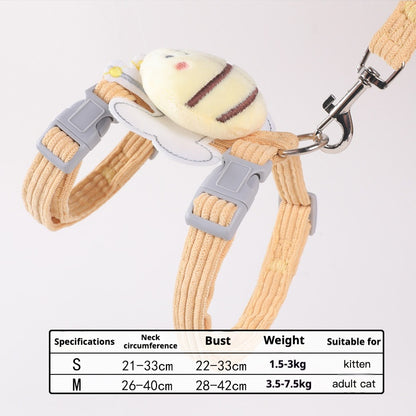 Cute Bee-Themed Cat and Dog Harness with Leash – Soft, Adjustable, and Escape-Proof for Outdoor Walks