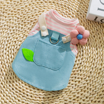 Striped Denim Vest Dress for Small Dogs