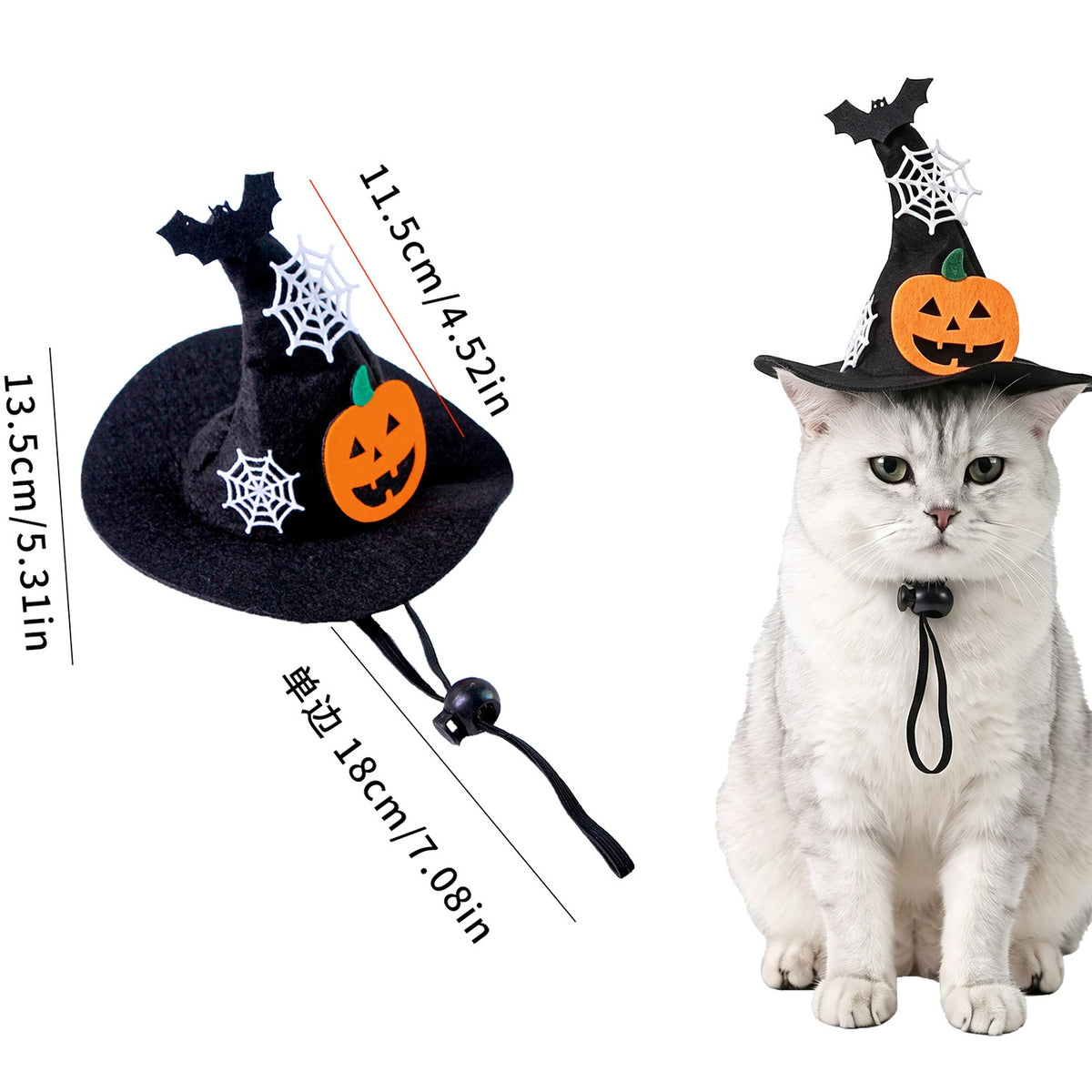Halloween Witch Hat for Dogs & Cats – Pumpkin Bat Spiderweb Pet Costume Hat