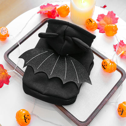 Bat Wing Halloween Pet Hoodie – Black Vampire Costume for Small Dogs & Cats
