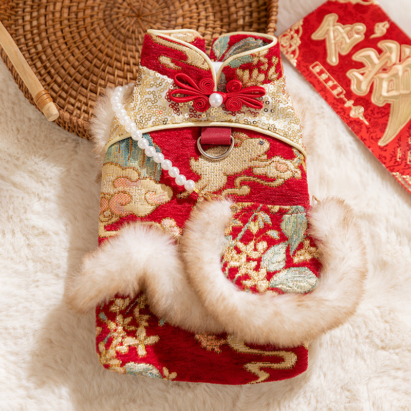 Flowers in Full Bloom New Year's Tang Suit for Cats
