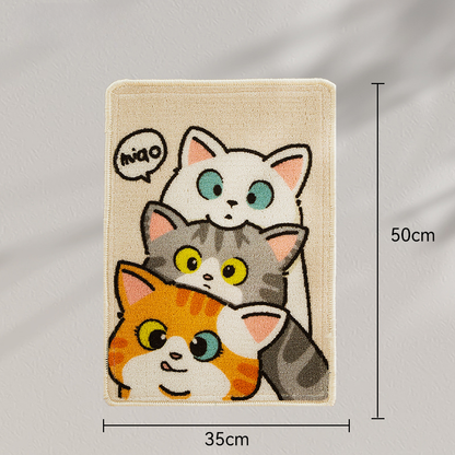 Wall-mounted Cat Scratching Mat with Cute Cat Design
