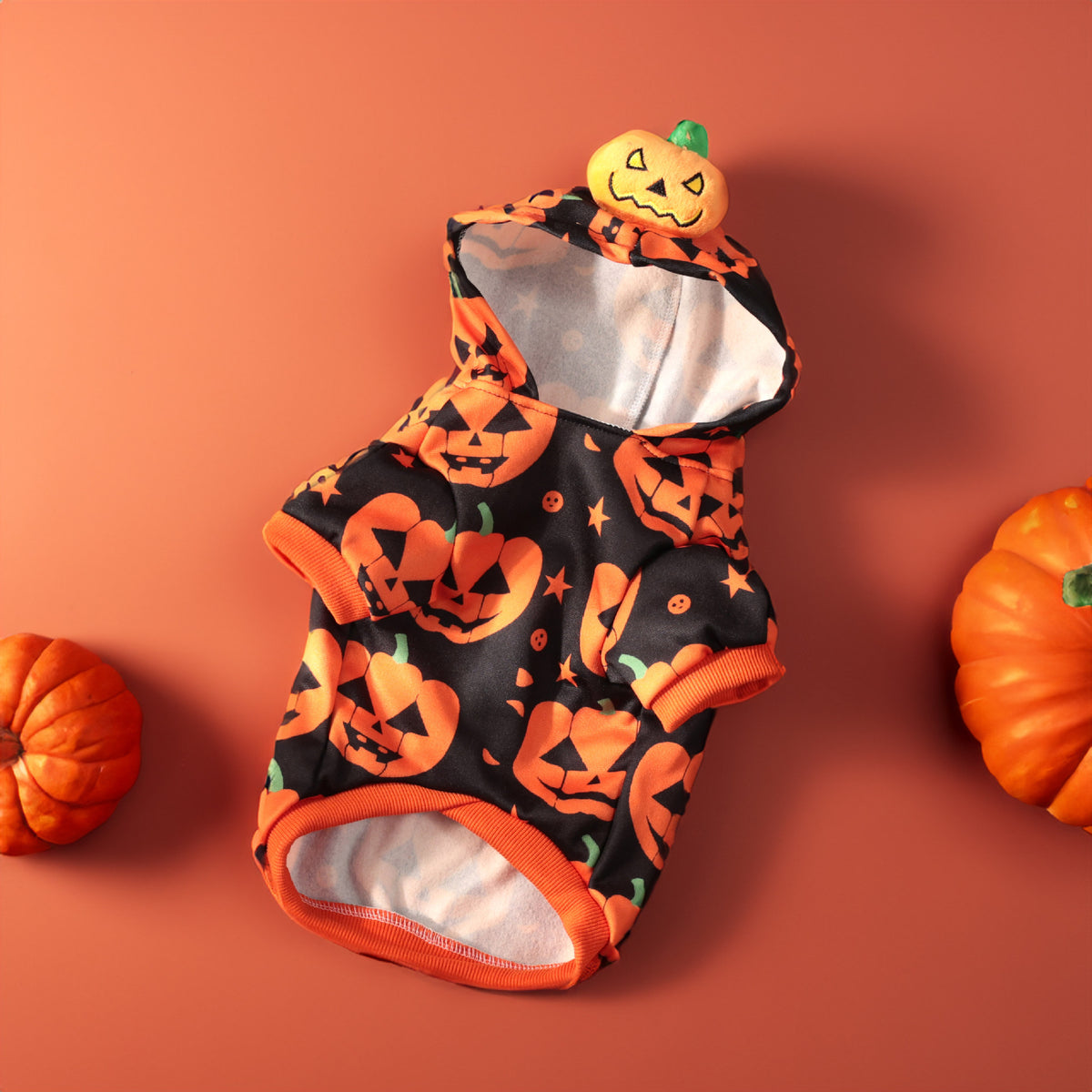 Halloween Pumpkin Dog Hoodie – Jack-O’-Lantern Pet Costume with 3D Pumpkin Hood