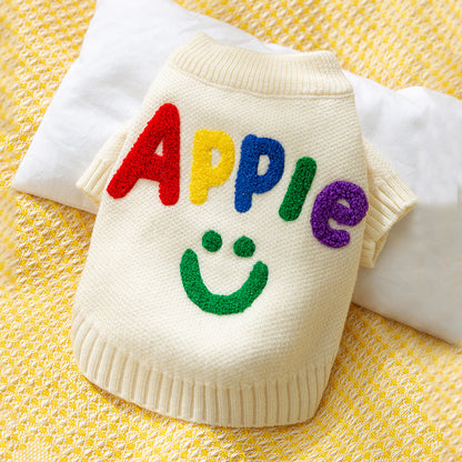 Apple Smiley Dog Sweater for Large Dogs Soft Colorful Puppy Clothes 3XL–8XL