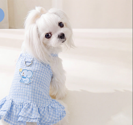 HipiDogs Gingham Ruffle Dog Harness Dress | Cute Plaid Pet Outfit