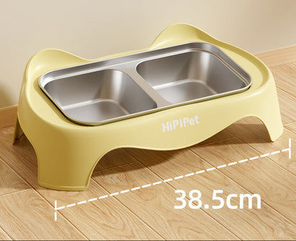 HipiDogs Elevated Double Pet Bowl | Stainless Steel Food & Water Feeder