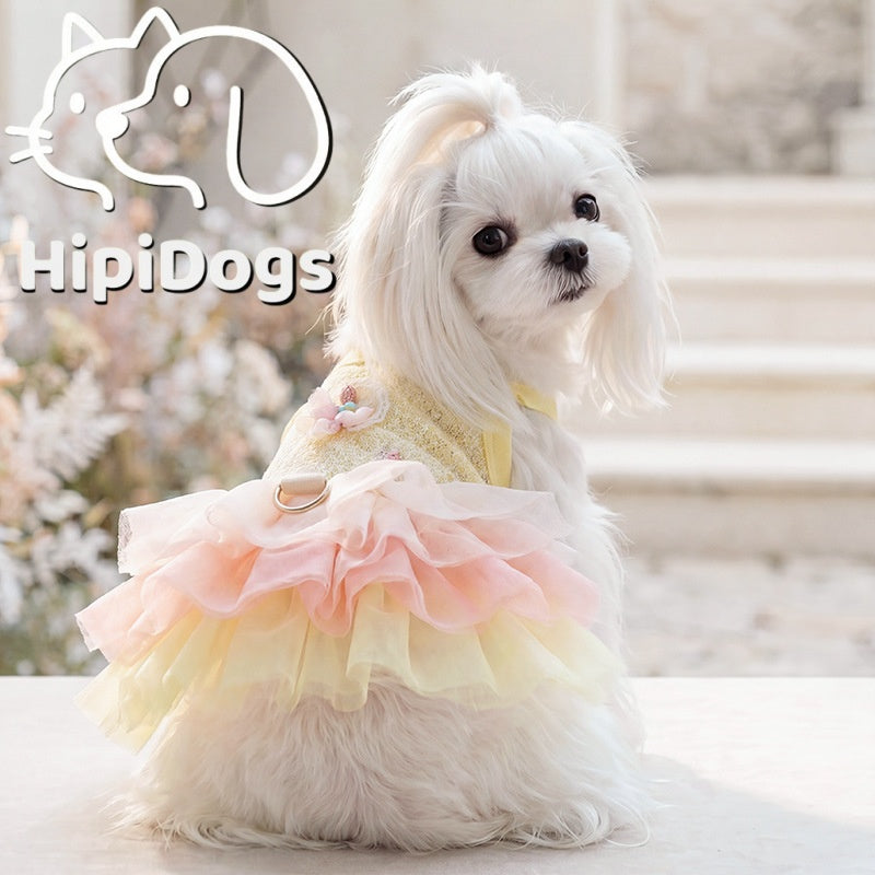 HipiDogs Princess Tulle Dog Dress with D-Ring | Elegant Pet Harness Dress