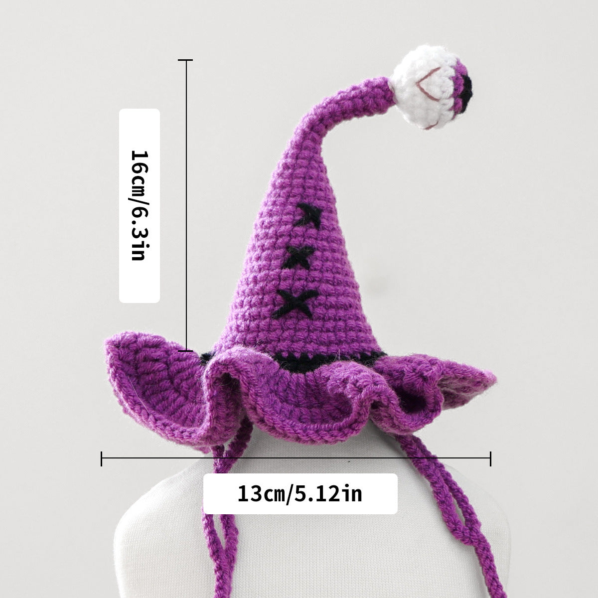 Crochet Witch Hat for Dogs & Cats – Halloween Pet Costume Hat with Pumpkin or Eyeball Detail