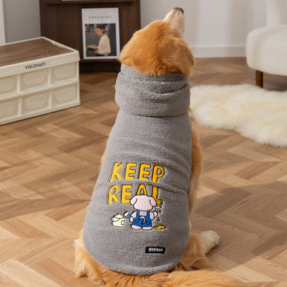 Fleece Dog Sweater with Scarf for Large Dogs Warm Cozy Puppy Jacket 3XL–8XL