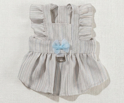 HipiDogs Elegant Harness Dress | Pleated Pet Dress with Matching Leash