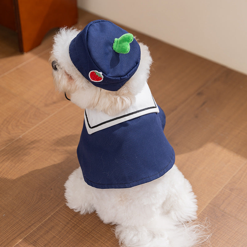 HipiDogs School Style Pet Outfit with Matching Hat - product photo 5