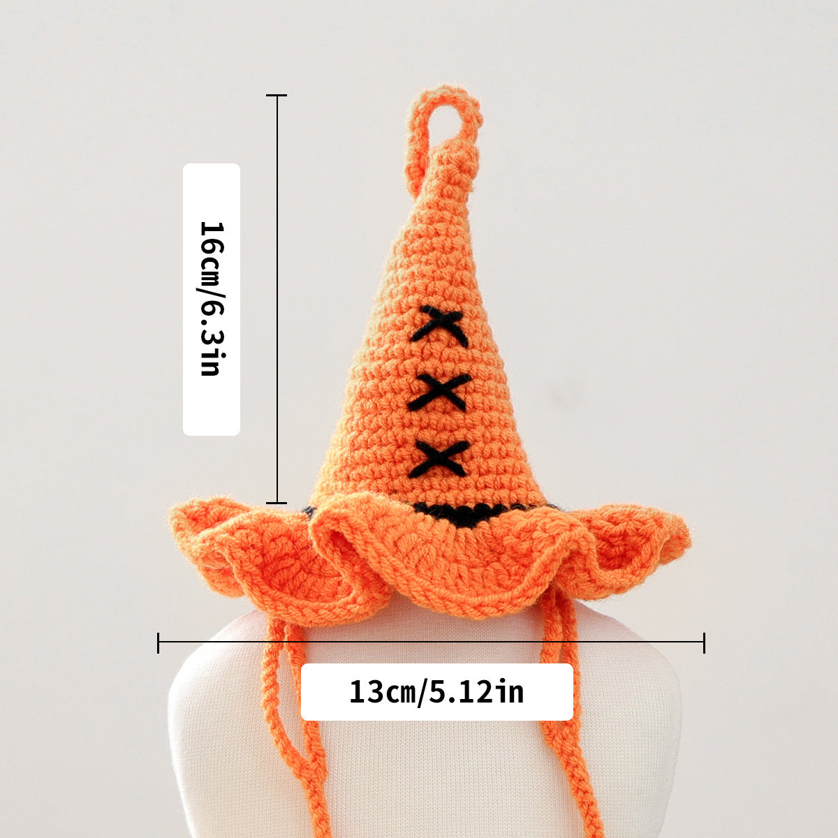 Crochet Witch Hat for Dogs & Cats – Halloween Pet Costume Hat with Pumpkin or Eyeball Detail