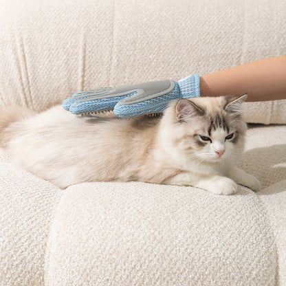 Double-Sided Silicone Pet Grooming Glove for Hair & Lint Removal