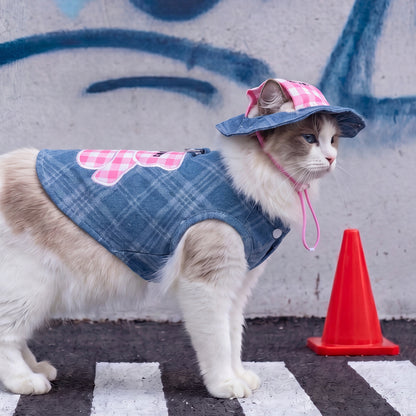 HipiDogs Denim Cat Dress | Cute Fashion Outfit for Cats with Leash Attachment Ring