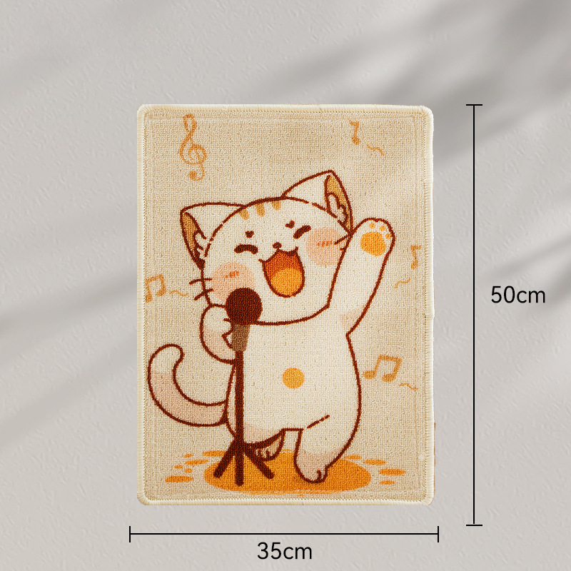 Wall-mounted Cat Scratching Mat with Cute Cat Design