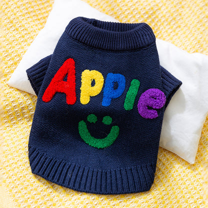 Apple Smiley Dog Sweater for Large Dogs Soft Colorful Puppy Clothes 3XL–8XL