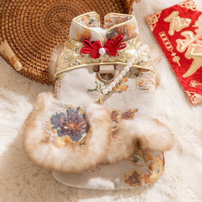 Flowers in Full Bloom New Year's Tang Suit for Cats