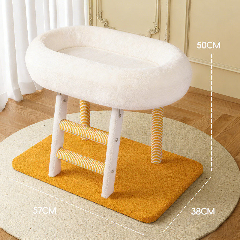 Modern Cat Scratcher Bed Tower – Oval Sisal Scratching Lounge with Cozy Resting Platform