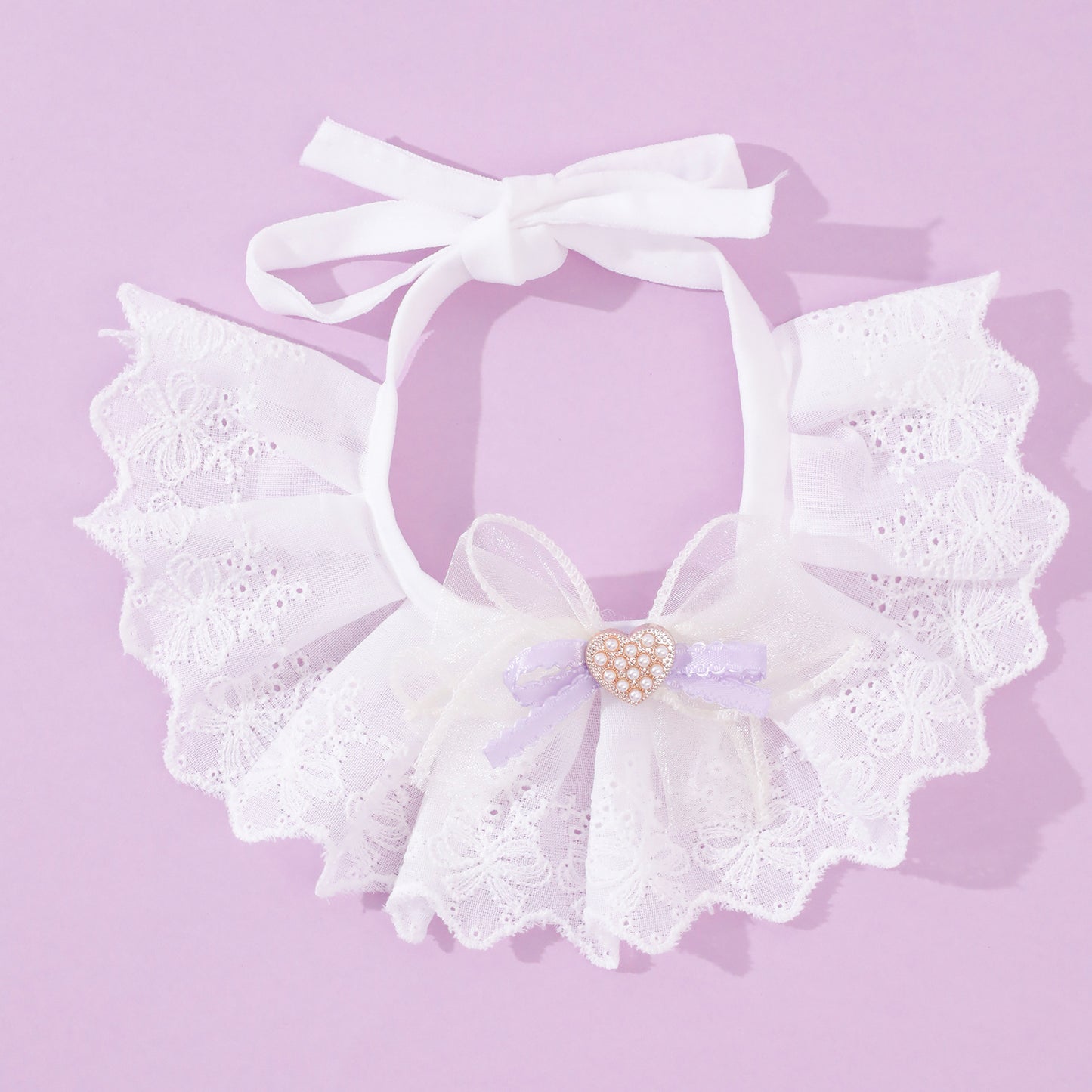 Cute Lace Pet Bib for Dogs & Cats – Adjustable Drool Scarf, Stylish Bow Tie Collar for Small Pets