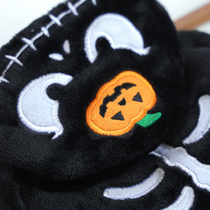 Halloween Dog Costume – Black Skeleton Hoodie with Pumpkin Hood for Small Dogs