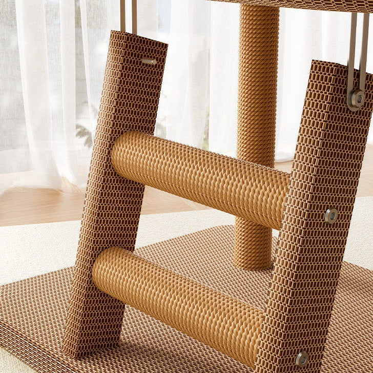 Modern Cat Scratcher Bed Tower – Oval Sisal Scratching Lounge with Cozy Resting Platform