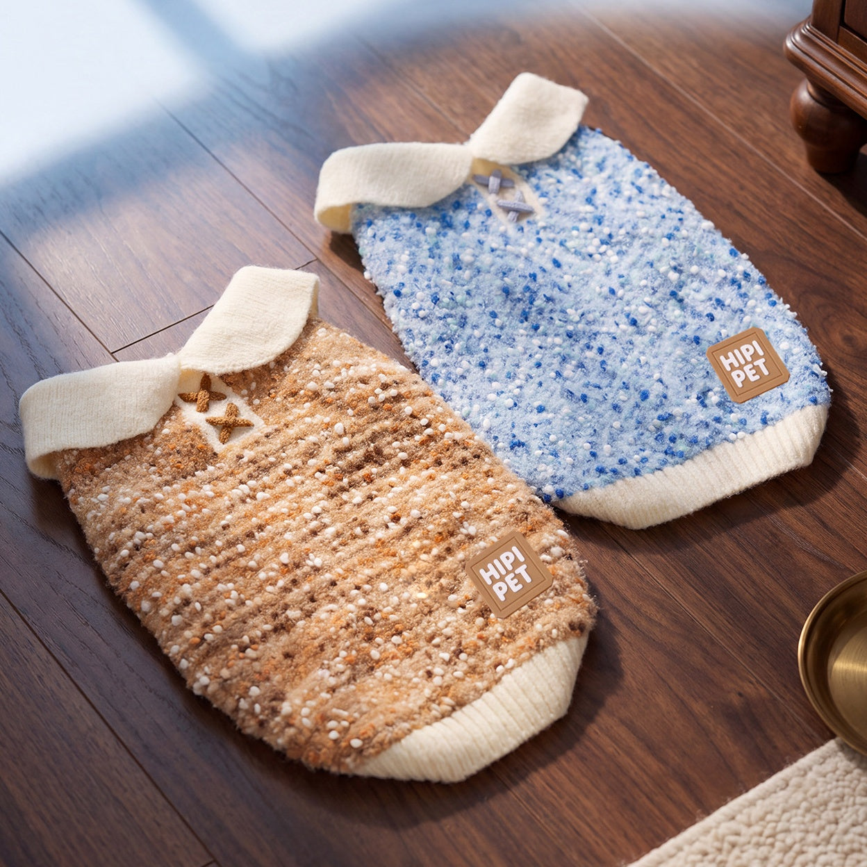 Cozy Bouclé Dog Coat with Peter Pan Collar – Warm Winter Pet Jacket for Small Dogs