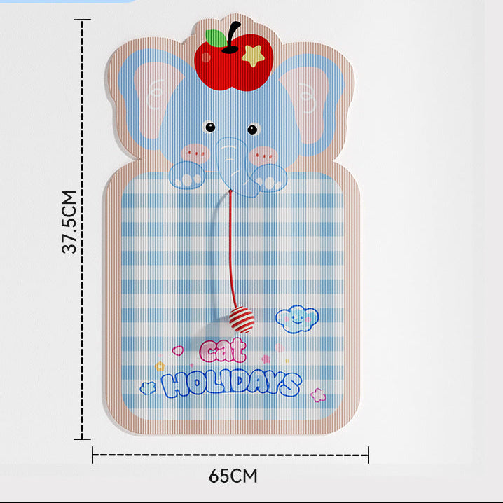 HipiDogs Elephant Cat Scratching Board with Hanging Ball Toy | Wall-Mounted Scratch Pad