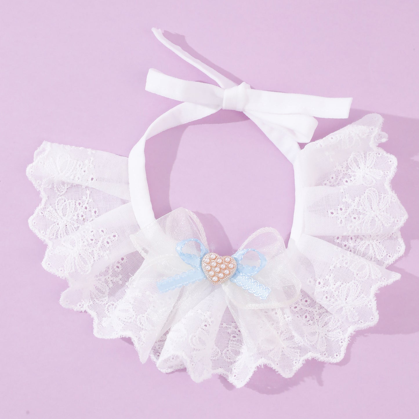 Cute Lace Pet Bib for Dogs & Cats – Adjustable Drool Scarf, Stylish Bow Tie Collar for Small Pets