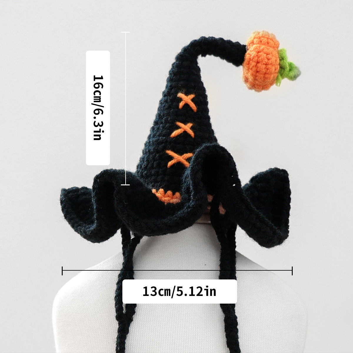 Crochet Witch Hat for Dogs & Cats – Halloween Pet Costume Hat with Pumpkin or Eyeball Detail