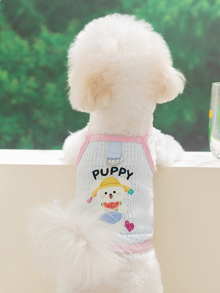 Cute Puppy Harness Vest – Breathable Dog Harness Shirt with Leash Ring for Small Dogs