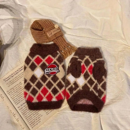 Dog Sweater with Matching Scarf – Cozy Knit Winter Pet Pullover for Small Dogs