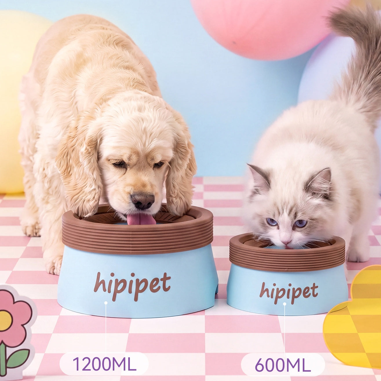 Raised Pet Water Bowl for Dogs & Cats – Wide Drinking Bowl with Elevated Base