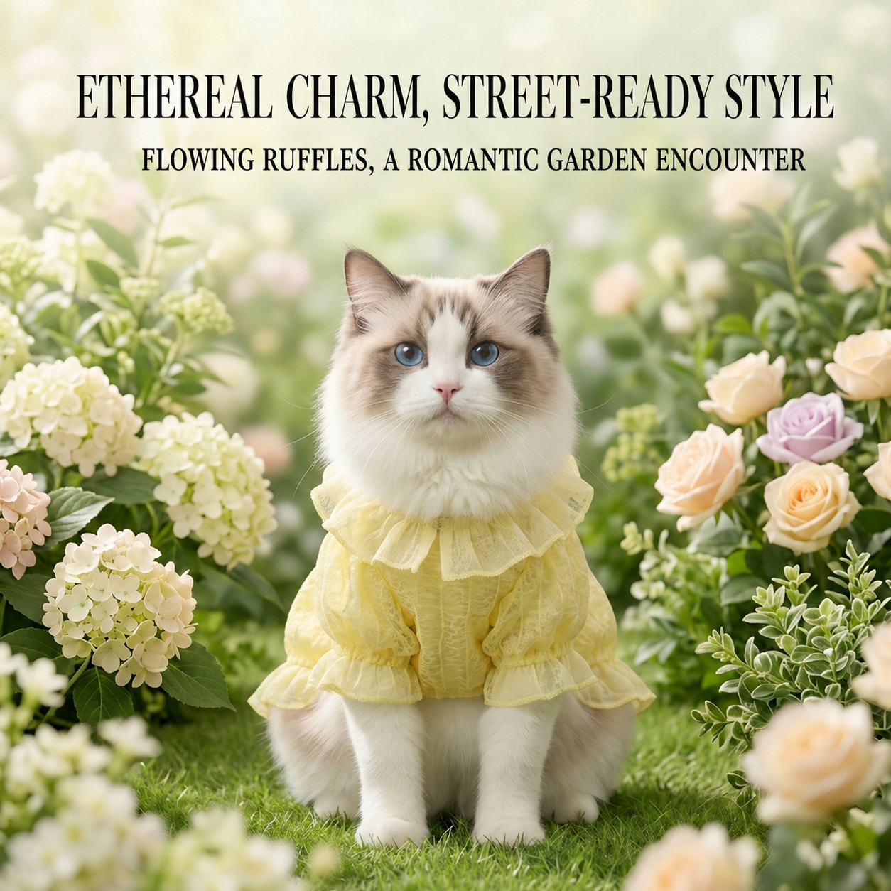 HipiDogs Floral Summer Cat Dress | Lightweight Ruffle Pet Dress