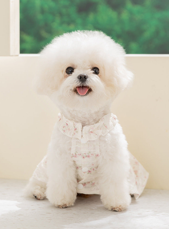 Floral Dog Harness Dress – Lightweight Ruffle Summer Fit