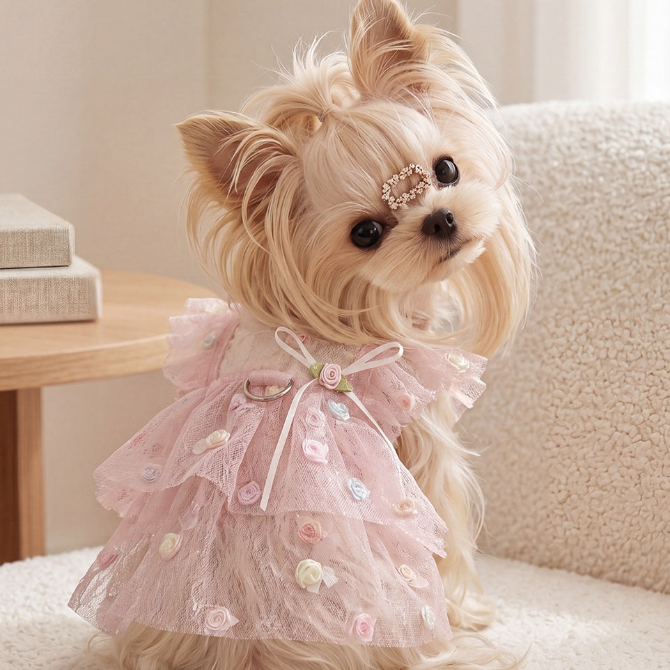 Elegant Lace Tulle Princess Dress for Dogs & Cats