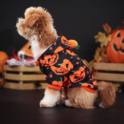 Halloween Pumpkin Dog Hoodie – Jack-O’-Lantern Pet Costume with 3D Pumpkin Hood