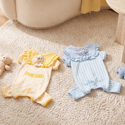 Cute Ruffle Collar Four-Leg Pet Jumpsuit – Bear & Elephant Dog Pajamas