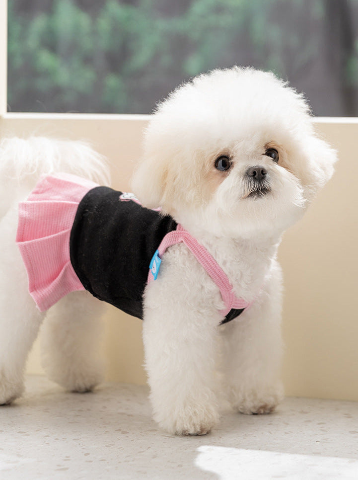 Cute Pleated Dog Dress – Soft Cartoon Puppy Dress for Small Dogs Spring Summer Pet Clothes