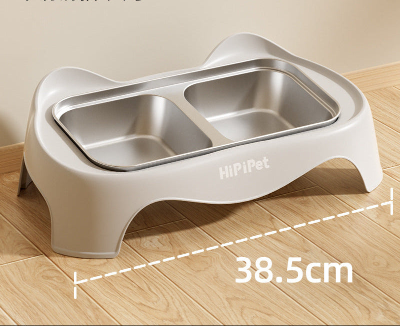 HipiDogs Elevated Double Pet Bowl | Stainless Steel Food & Water Feeder