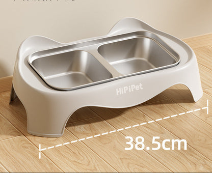 HipiDogs Elevated Double Pet Bowl | Stainless Steel Food & Water Feeder