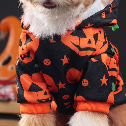 Halloween Pumpkin Dog Hoodie – Jack-O’-Lantern Pet Costume with 3D Pumpkin Hood