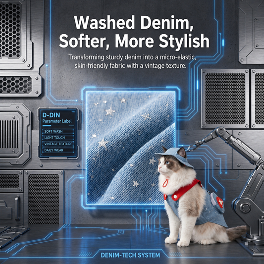 HipiDogs Denim Cat Dress | Cute Fashion Outfit for Cats with Leash Attachment Ring