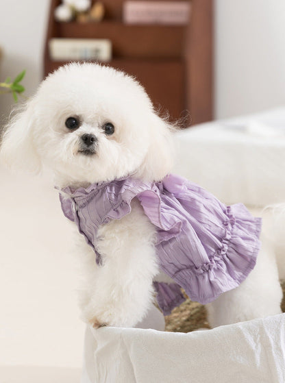 Pink Dog Harness Dress – Lightweight Ruffle Summer Fit