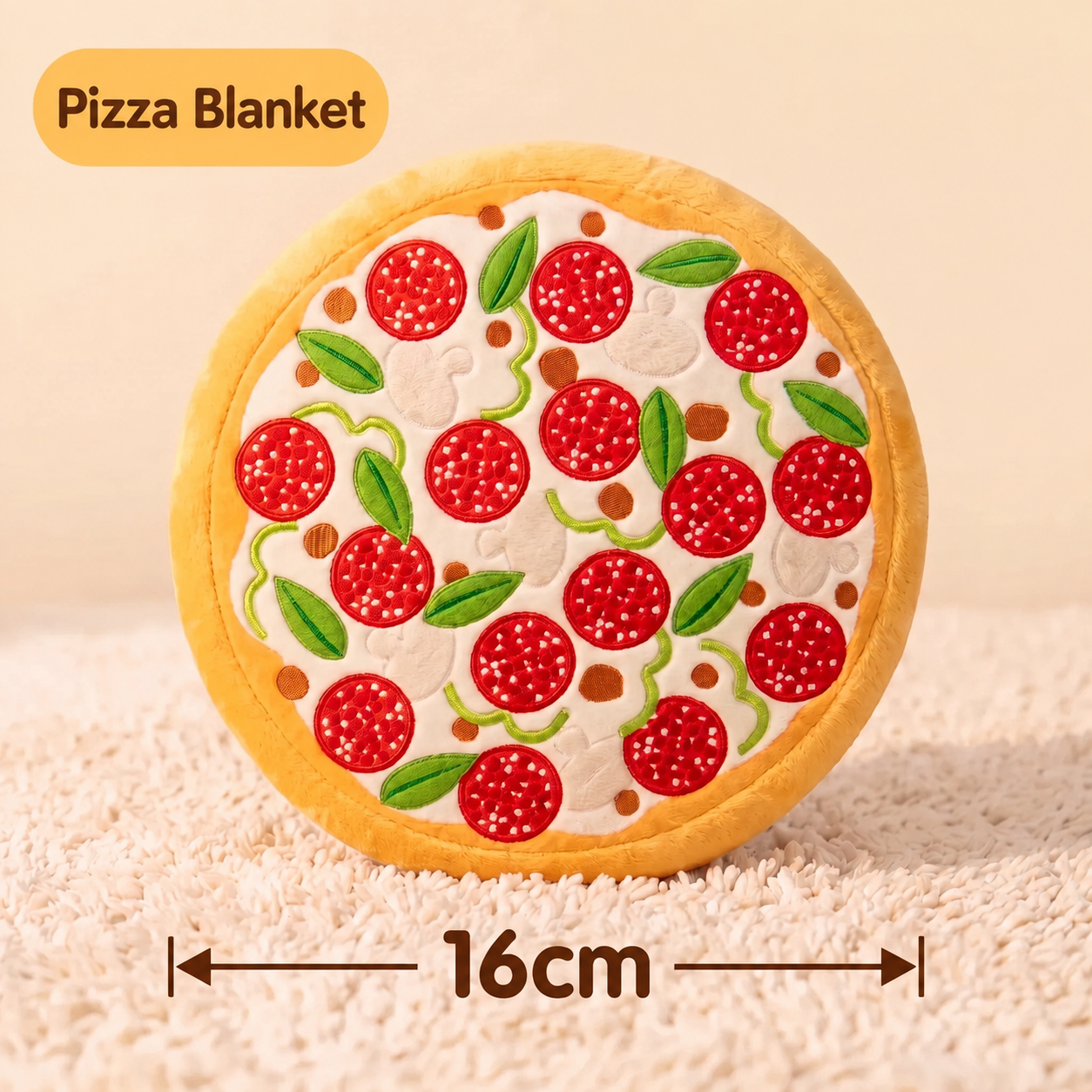 Cute Plush Dog Toy – Pizza & Lion Round Squeaky-Style Play Toy