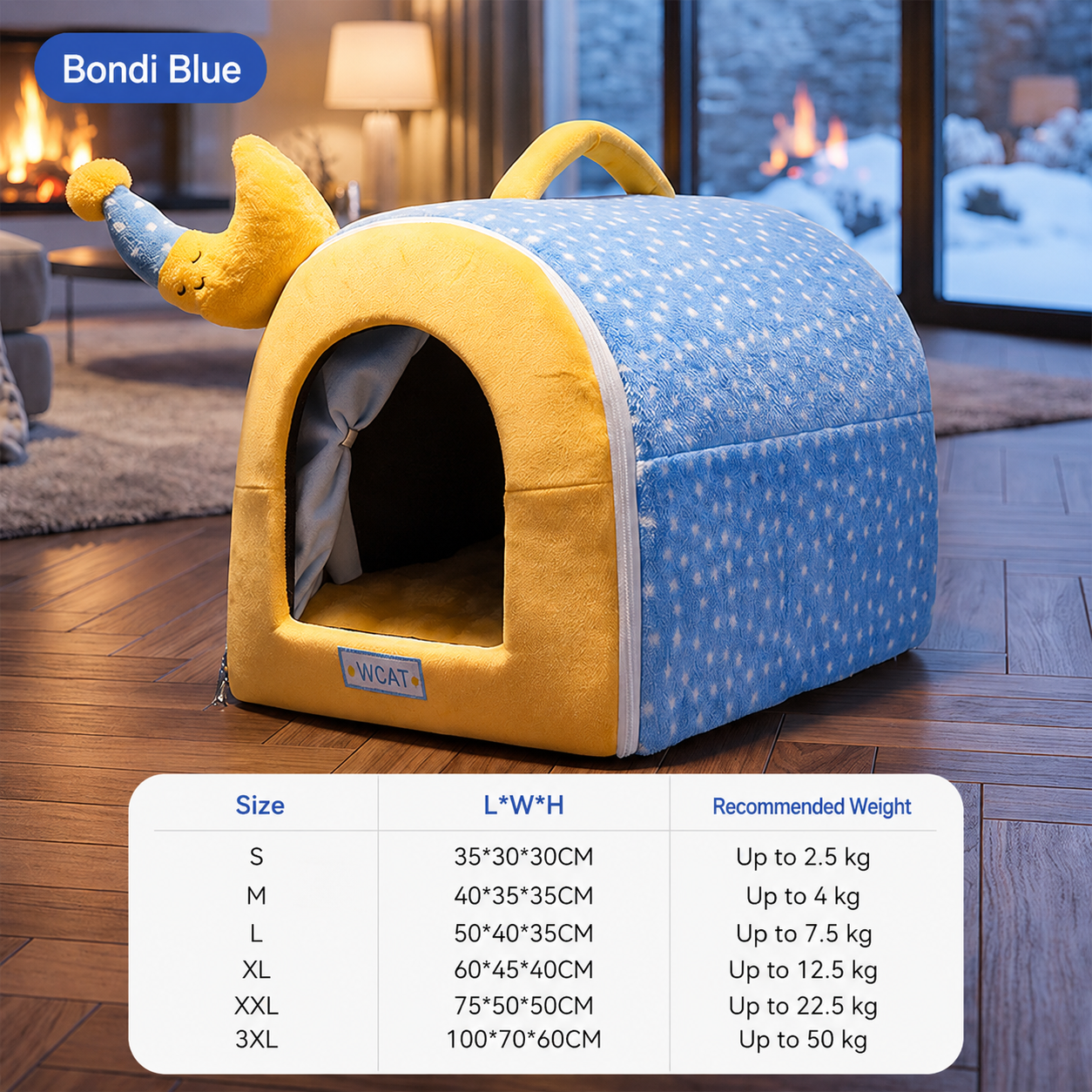 Cozy Enclosed Dog House Bed – Warm Plush Pet Cave with Curtains & Carry Handle for Dogs and Cats