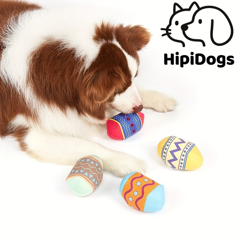 Easter Egg Dog Toy Set | Cute Plush Squeaky Dog Toys for Small & Medium Dogs | Soft Interactive Pet Chew Toys | HipiDogs