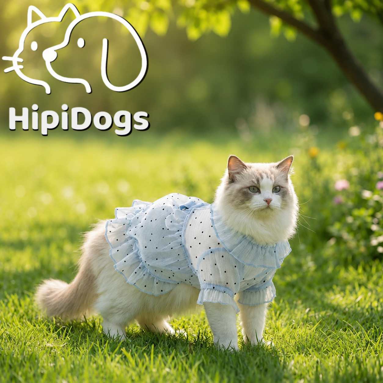 HipiDogs Polka Dot Ruffle Cat Dress | Lightweight Princess Dress