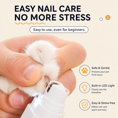 HipiDogs Electric Pet Paw Trimmer – Quiet LED Paw Hair Grooming Clipper for Dogs & Cats