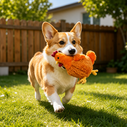 HipiDogs Plush Chicken Dog Toy | Interactive Squeaky Chew Toy for Puppies & Dogs